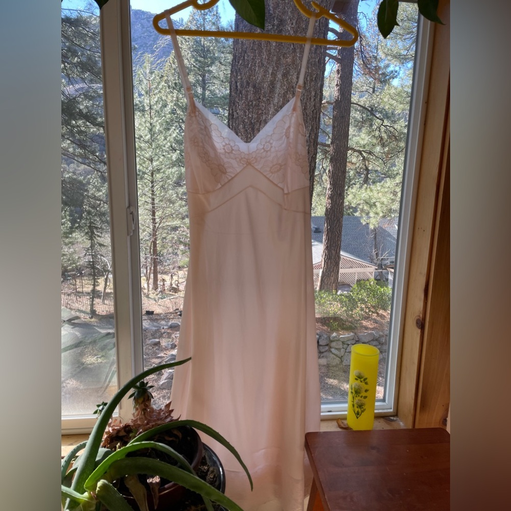 Vanity Fair Pink Lace Slip Dress, size L